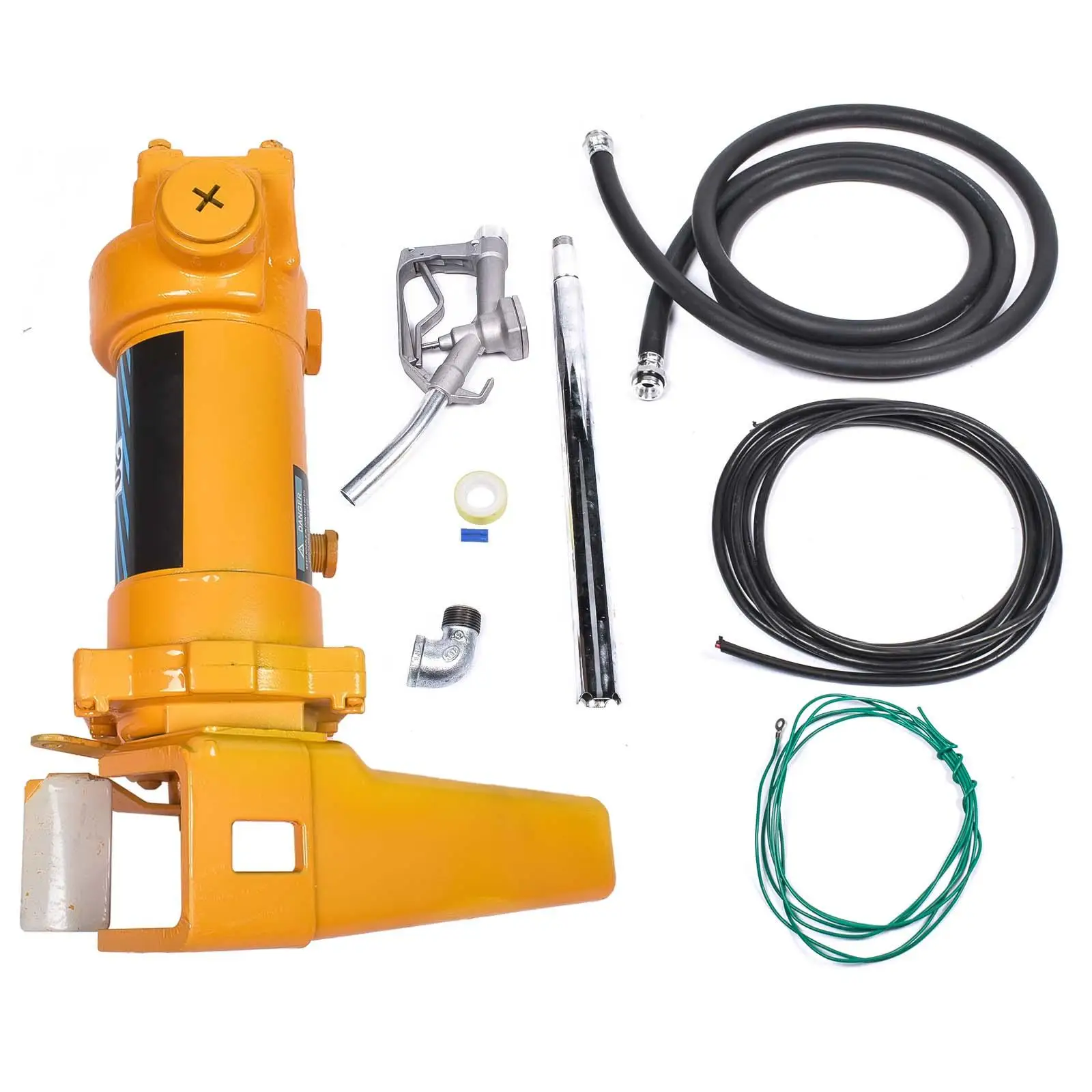 AP03 20GPM 12V Yellow Fuel Transfer Pump  w/ Nozzle Kit for Transfer of Gasoline Diesel Fuel