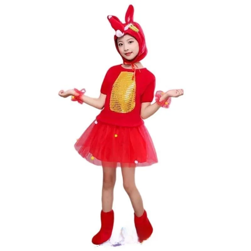 

Children's Monkey Performance Costume Cotton Traditional Chinese Stage Outfit for School Play And Dance ow