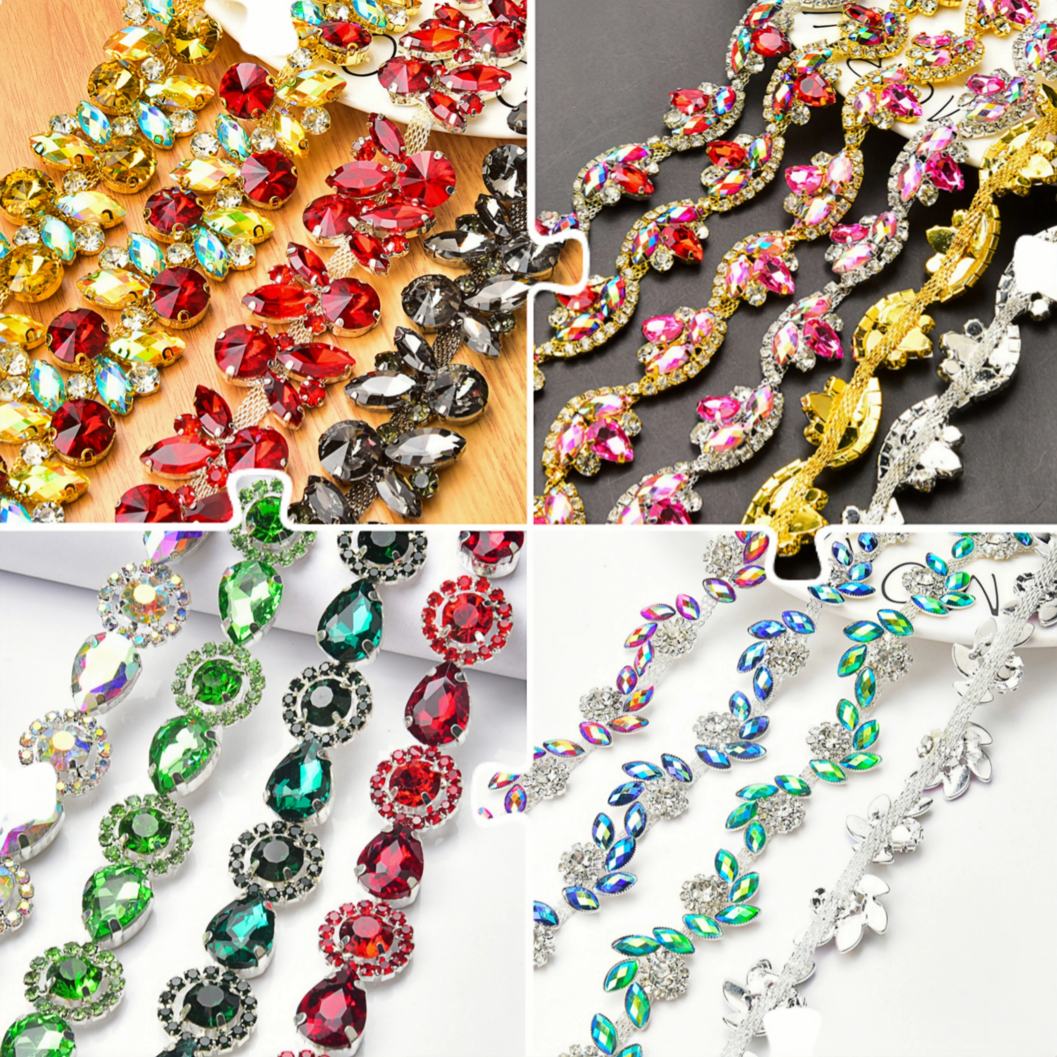 Vielseitige Bunte Strass-Blumenkette Brautkleid-Dekoration DIY Halskette Schmuck Kleidungsdekoration Modisches Accessoire