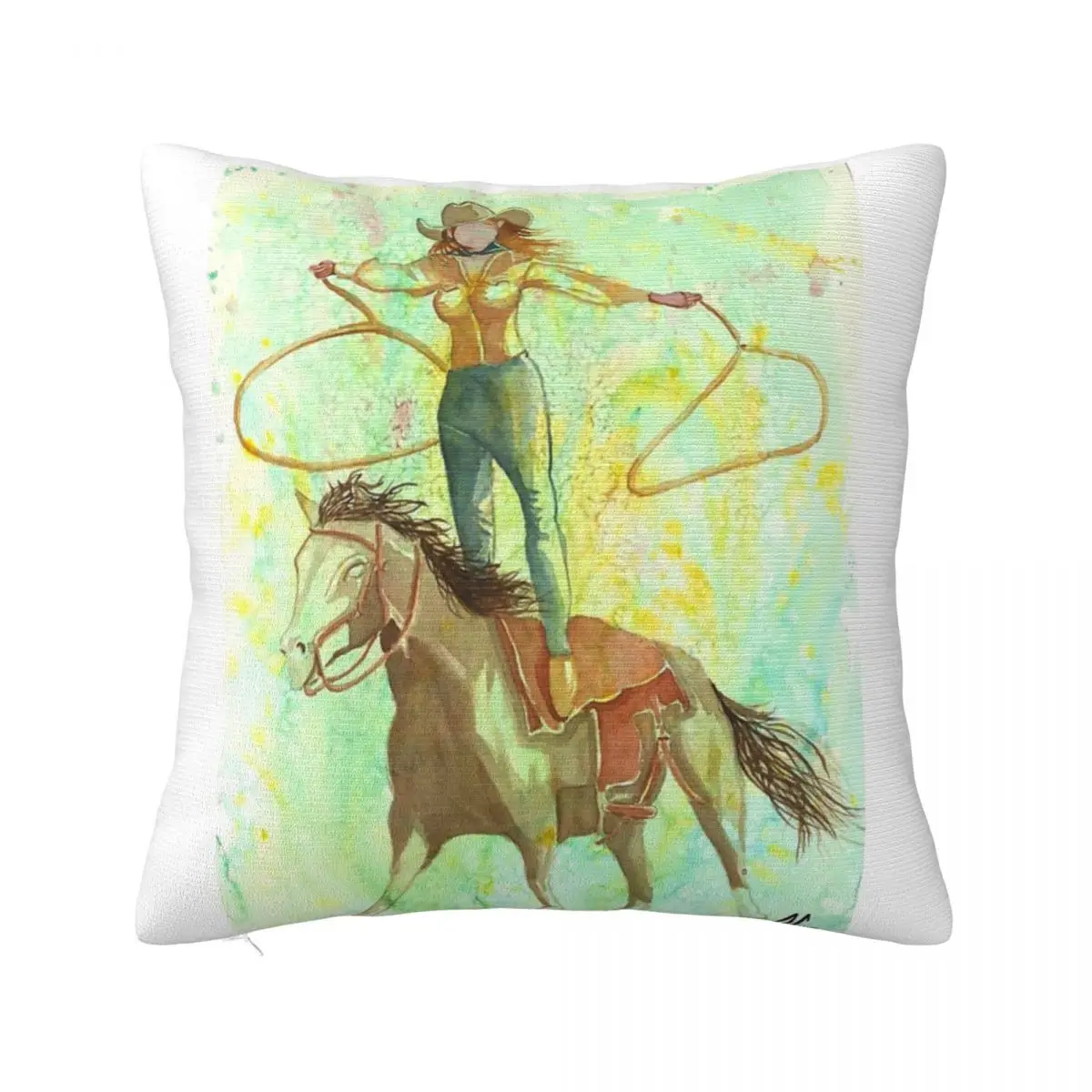 Cowgirl Trick Roping While Standing On Pillow Cases Home Decoration Decorative Cushions Pillow Case Pillow Cover