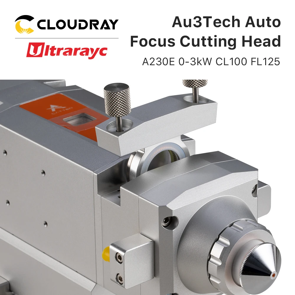 Cloudray AU3TECH A230E Faser Laser Schneiden Kopf mit D30 Objektiv Gruppe Design Max Power 3kW für Metall Schneiden Faser Maschine