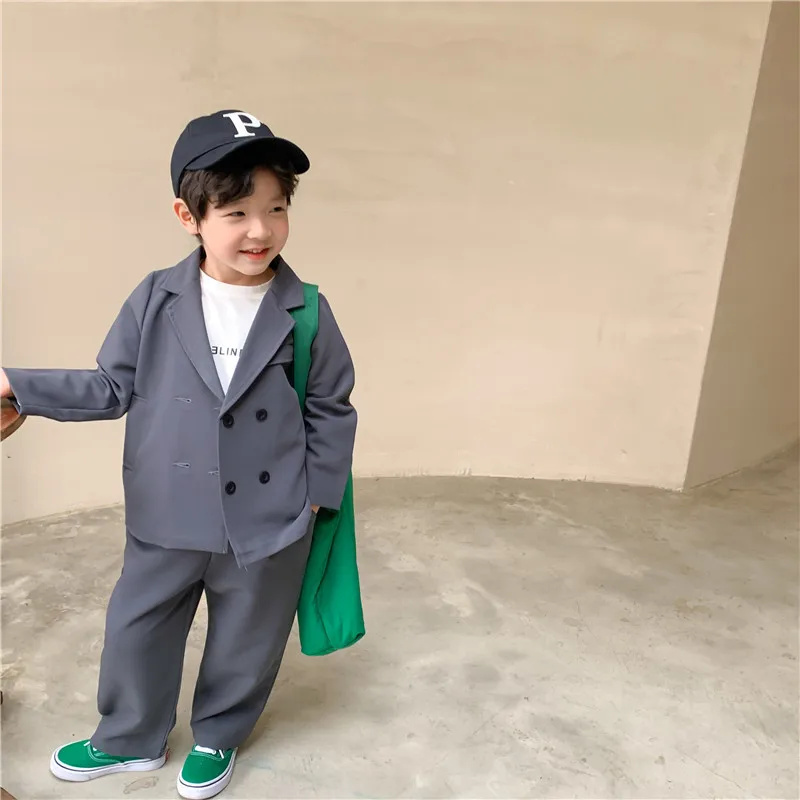 2022 New Korean Version Children'S Polyester Suit Suit Long-Sleeved Blazer Pants 2-Piece Single-Breasted Girls Blazer Suit LC799