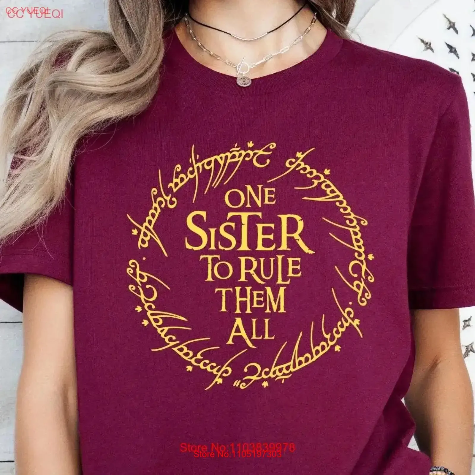 شقيقة واحدة لحكمهم جميع تي شيرت LOTR عيد ميلاد لوترو أربعين مضحك للمرأة خمر غسلها للارتداء اليومي أنيق #1