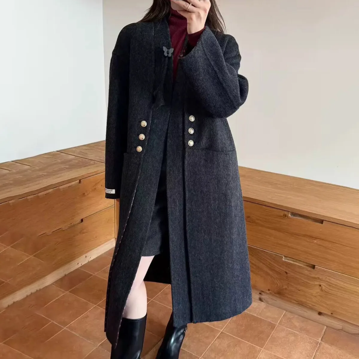 BJTZ 2025 معطف نسائي جديد من الصوف ذو طبقات مصمم خصيصًا معطف شتوي غير رسمي أنيق وبسيط ومريح #4