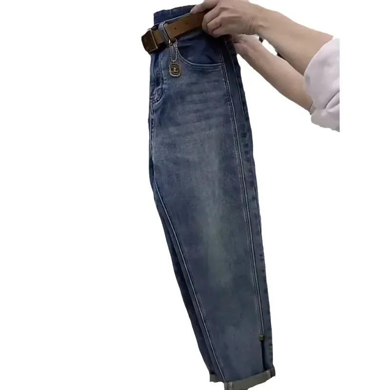 التخسيس الدينيم الجينز للنساء القصيرة الكمثرى على شكل الجسم المألوف الدهون الجزرة السراويل الإناث نمط السراويل العصرية #5