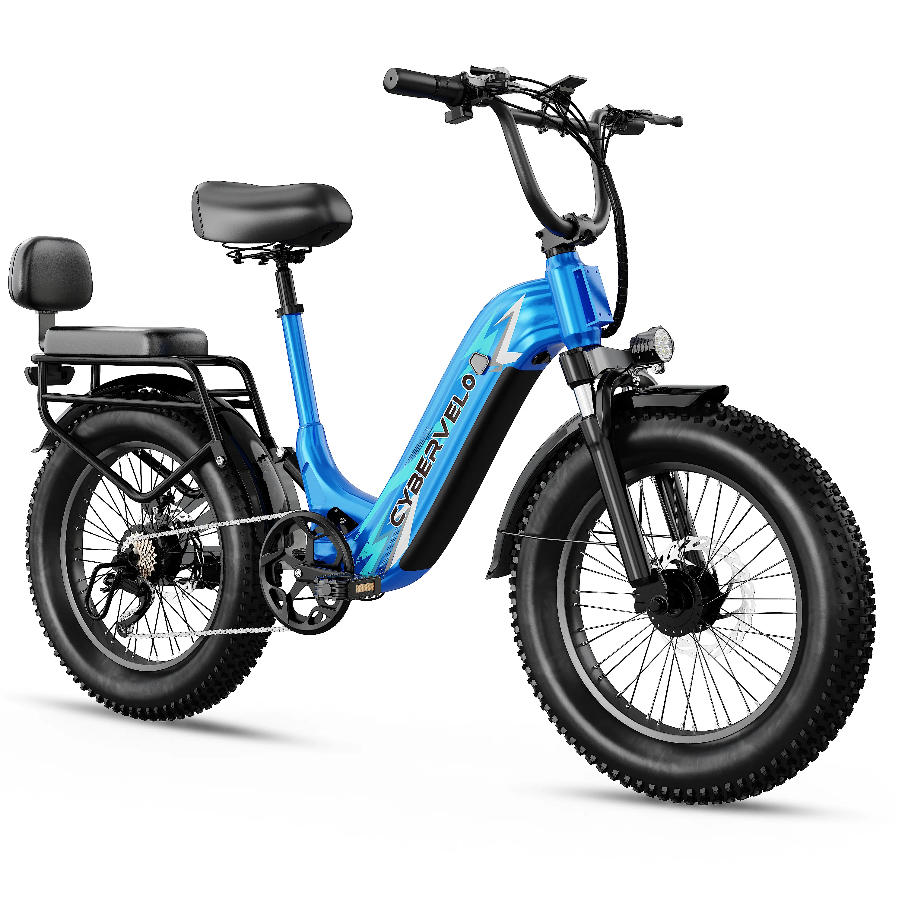 Cybervelo EK8/EK12 1000W Peak Step-Thru Electric Bike Adult 20" Fat Tire 48V20Ah Battery 80 Miles 7-Speed Commuter Ebike