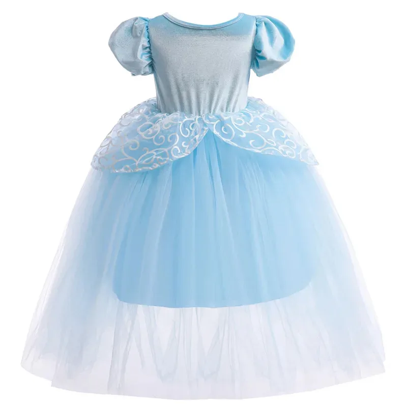 Sky01 Girl Cinderella Dress for Kid Girl Halloween Princess Cosplay Velvet Ball Gowns Clothing Mesh TUTU Floral Costume 2-1Sd01$