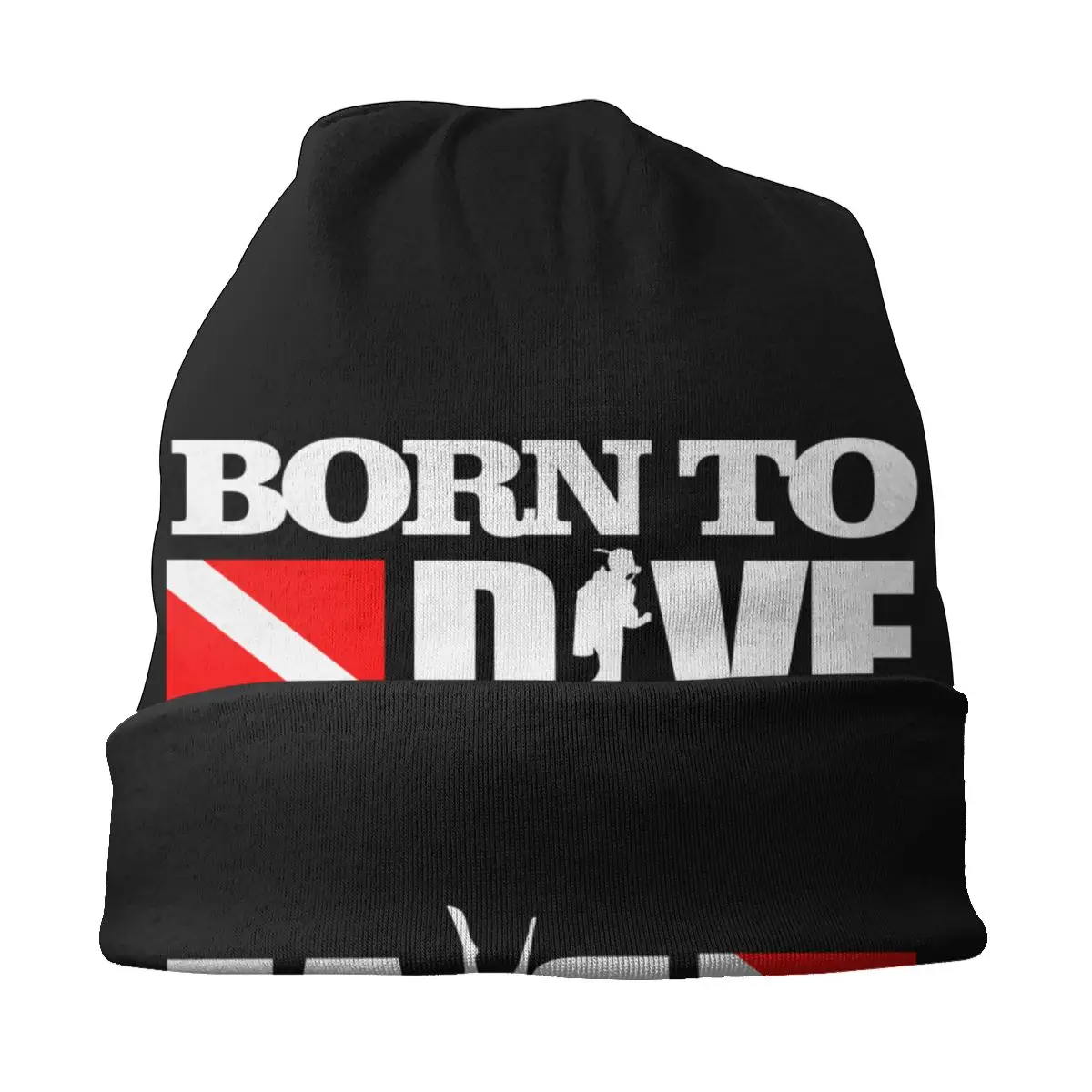 Born To Dive Skullies Beanies Caps Streetwear Winter Warm Men Women Knit Hat Unisex Adult Scuba Diving Diver Bonnet Hats