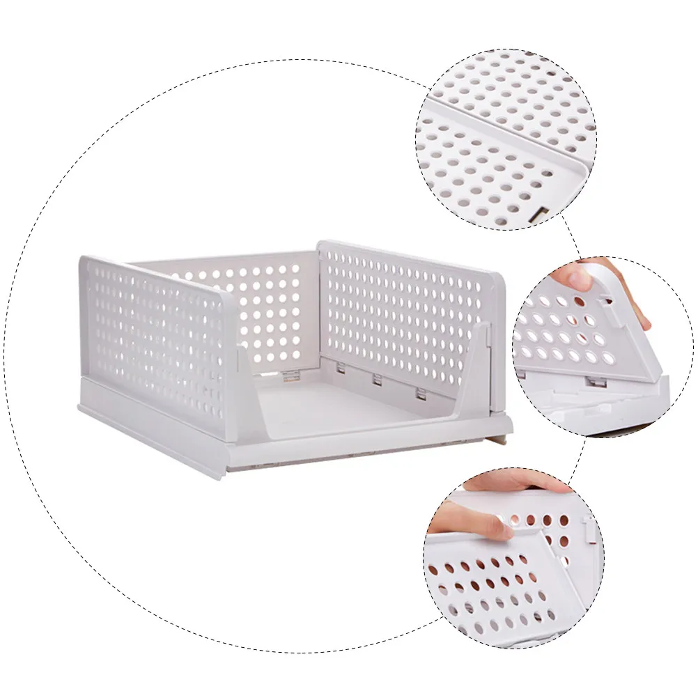 

2pcs Stackable Plastic Cloth Drawer Organizer Closet Storage Box With Compartments Ventilated Moistureproof Pull-Out Design