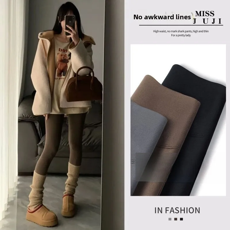 

Thiened Fce Yoga Pants Women's Autumn Winter ark Pants Warmth Abdomen Control Outerwear New 2025 Sle Nine Points