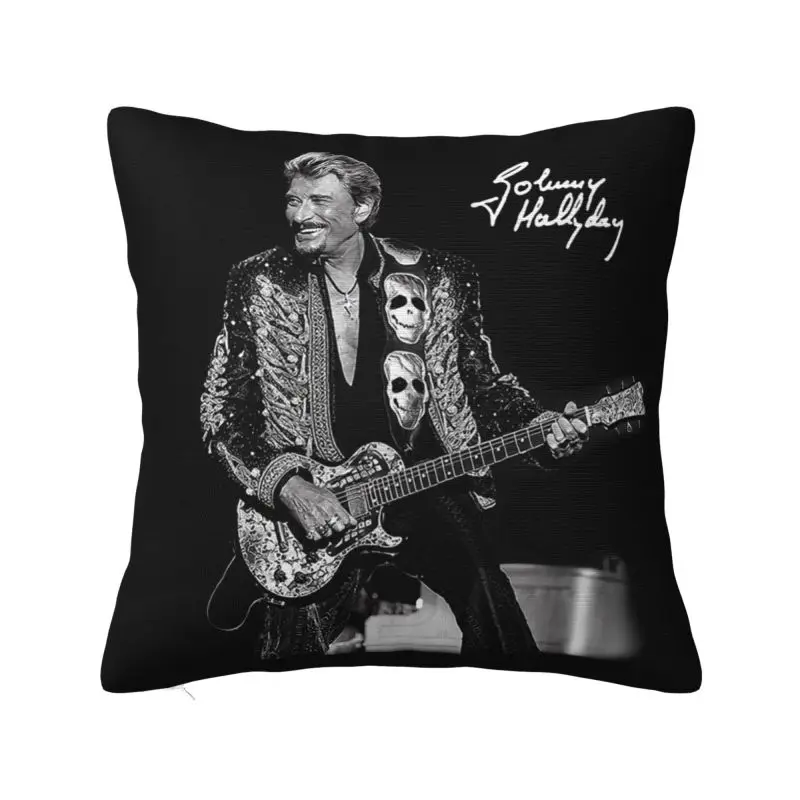 

Luxury Johnny Hallyday Cushion Cover Polyester French Singer Rock Music Pillow for Car Square Pillowcase Bedroom Decoration