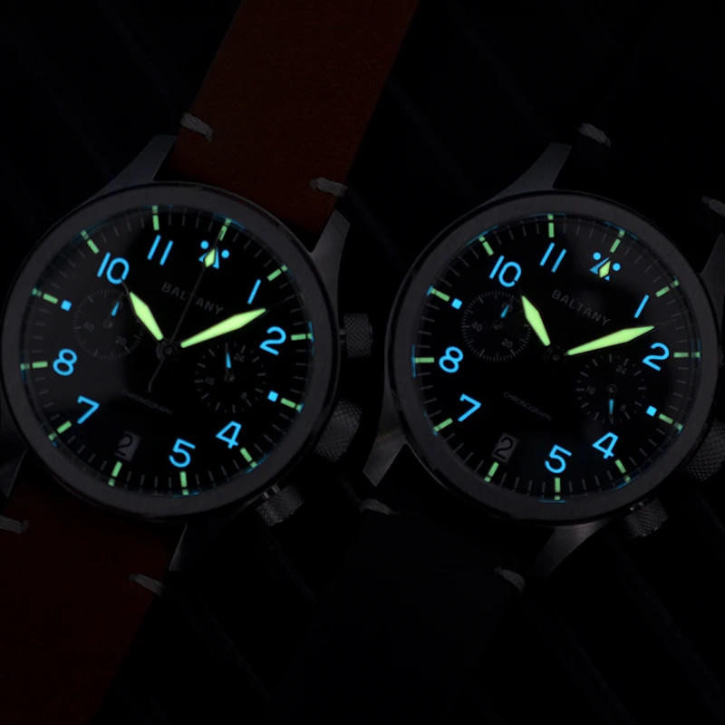 Baltany Luxury Fashion Quartz Watch S5057 Retro Luminous Vk64 Sub-Dial Calendar Movement Waterproof 100M Men Wristwatch