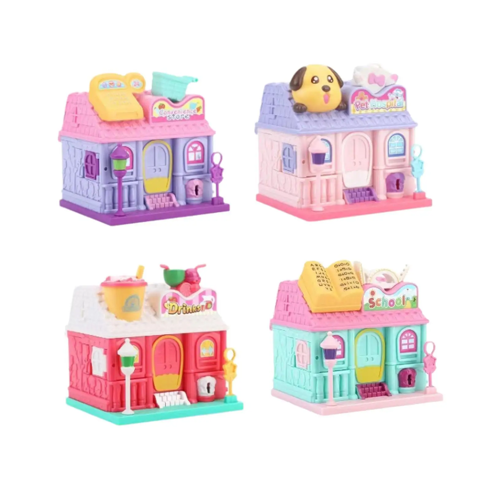 Kids Playhouse Playset, Foldable Dollhouse Toy, DIY Imagination with Figure and Furniture Role Play Game for Presents Girls