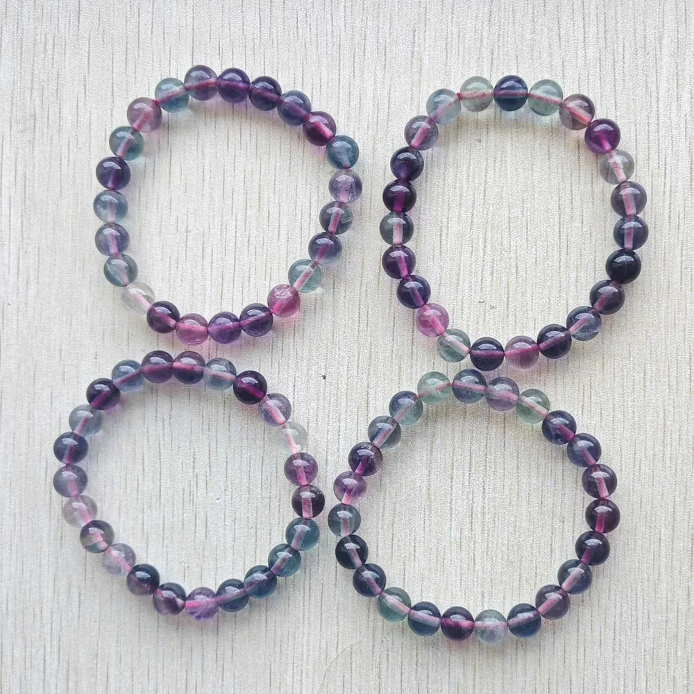 

New Natural purple fluorite 8mm round Beads Reiki Healing Handmade stretch Bracelets & Bangles Gift jewelry Wholesale 4pcs/lot