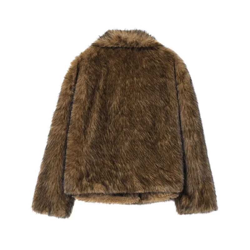 Guobioziy Women's Top 2026 Autumn/Winter New High-Quality Simple Loose Versatile Warm Solid Color Faux Fur Short Jacket