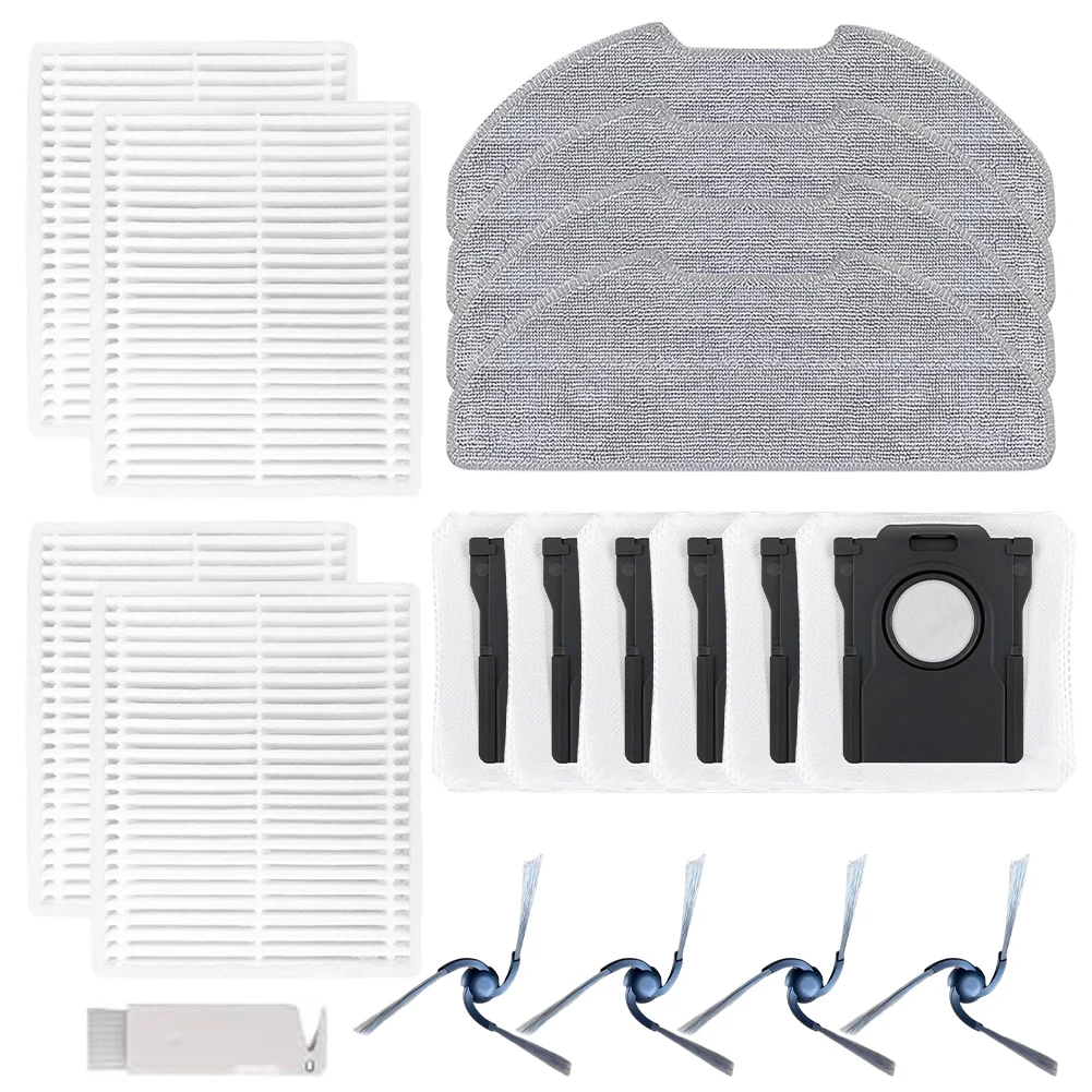 Replacement Parts Bundle for For DREAME For D20 Featuring Side Brushes Filters Mop Cloths Dust Bags and Cleaning Brush