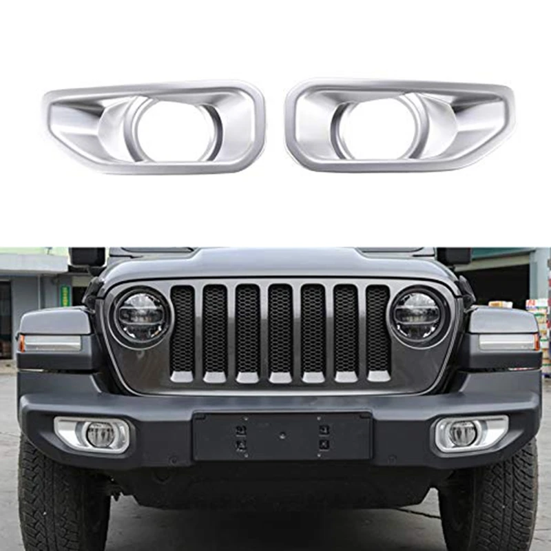 Embellecedor de decoración para lámpara antiniebla delantera de coche, juego de pegatinas plateadas para cubierta de luz de niebla para Jeep Wrangler Jl 2018, accesorios exteriores (paquete