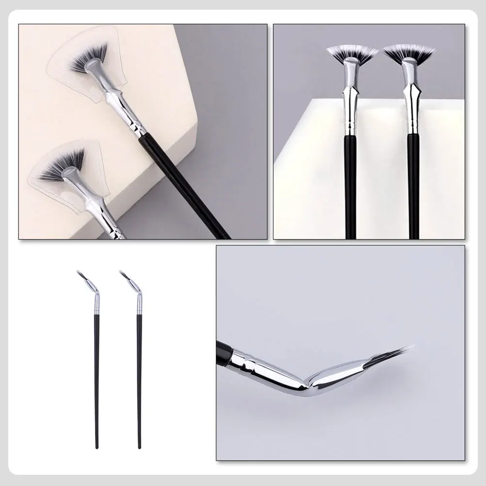 2Pcs Fan Eyelash Brushes Curved Lower Eyelash Makeup Tools Portable Travel Eyebrow Applicators Professional Makeup Supplies