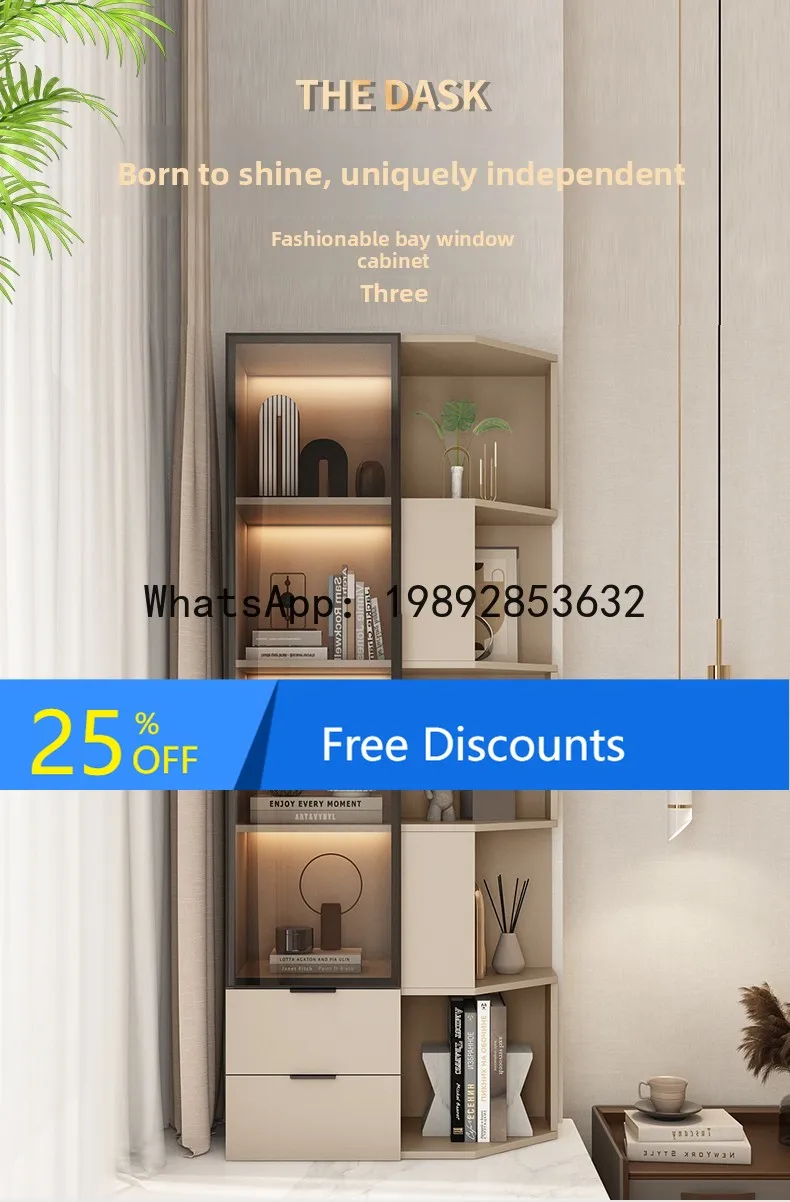 

CZ Solid Wood Bay Window Cabinet Storage Cabinet Balcony Organizer Tall Floor-to-Ceiling Window Sill Cabinet