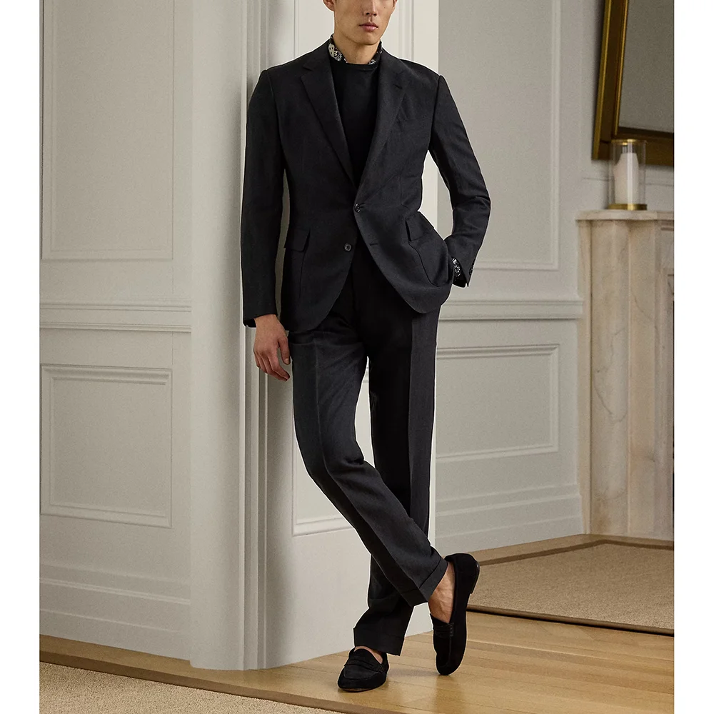 

Gentle Black Single Breasted Peaked Lapel Men Suits 2 pieces (Jacket+Pants) Wedding Evening Party Sets Formal Event Suits