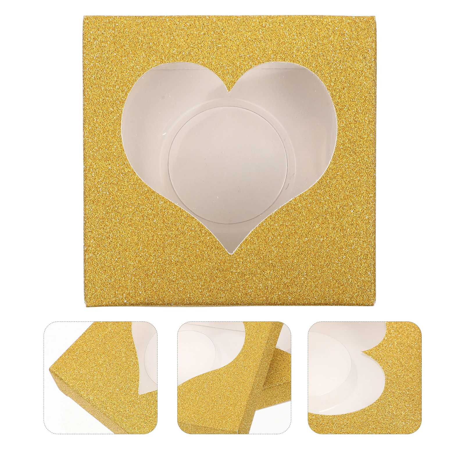 

50 Pcs False Eyelash Case Glitter Eyelash Box Lash Tray Holder ganizer Golden Storage Portable Compact Practical Sealed Design