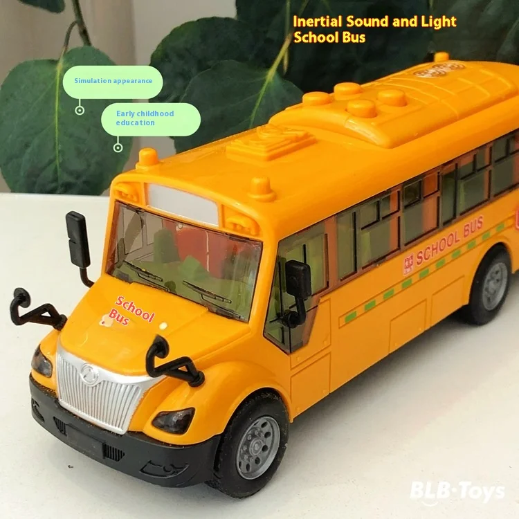 

Bus Car Toy Educational Pull Back School Bus Toy 1:30 Inertia Sliding Campus Bus with Opening Doors for Boys Learning Gift