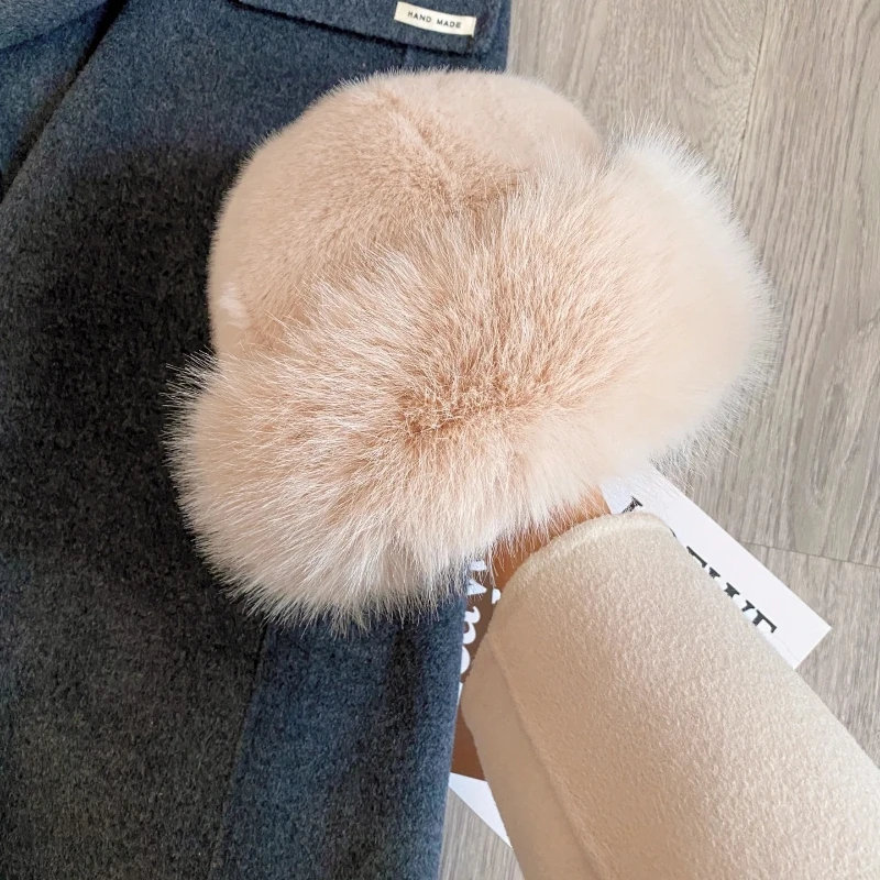 

Korean Fashion Hat Women's Winter Snow Ski Cap Fluffy Fur Fisherman Hat Imitation Fur Bucket Hat Windproof Ladies Mongolia Cap