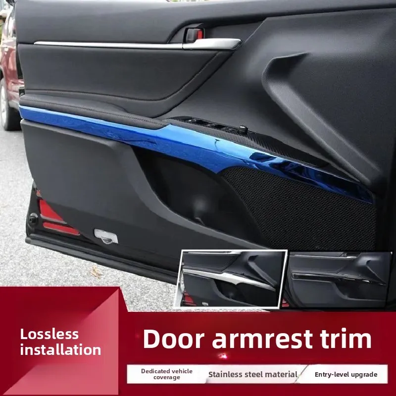 

For Toyota Camry 70 XV70 2018 2019~2023 Hybrid Car Door Panel Armrest Frame Trim Kit Scratch-resistant Protect Strip Accessories