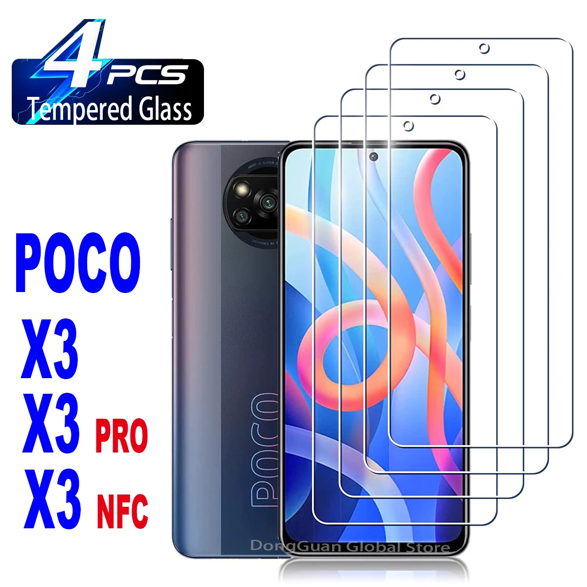 

2/4Pcs HD Tempered Glass For Xiaomi Poco X3 Pro GT NFC F4 F3 GT Screen Protector Glass Film