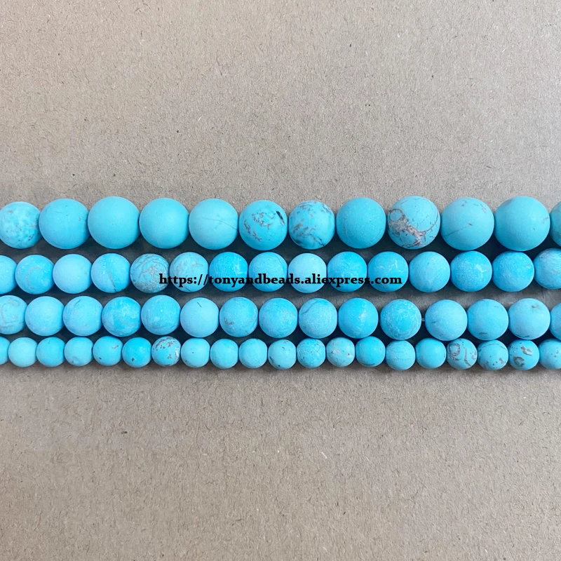 Natural Stone Matte Lt Blue Turquoise Round Loose Beads 15\