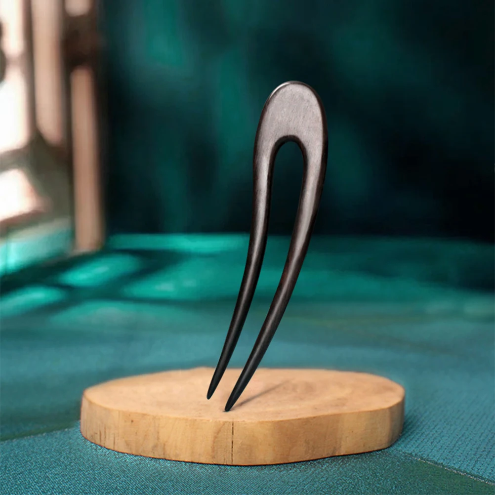 

U Shaped Hairpin 15 5cm Black Retro Style Wood Chopstick for Bun Hairstyle Women Accessories Vintage Wedding Party
