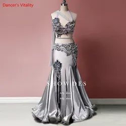 Belly Dance Costume Women Sexy 2020 New Oriental Dance Premium Grey Costume Suit High-end Custom Dance Set