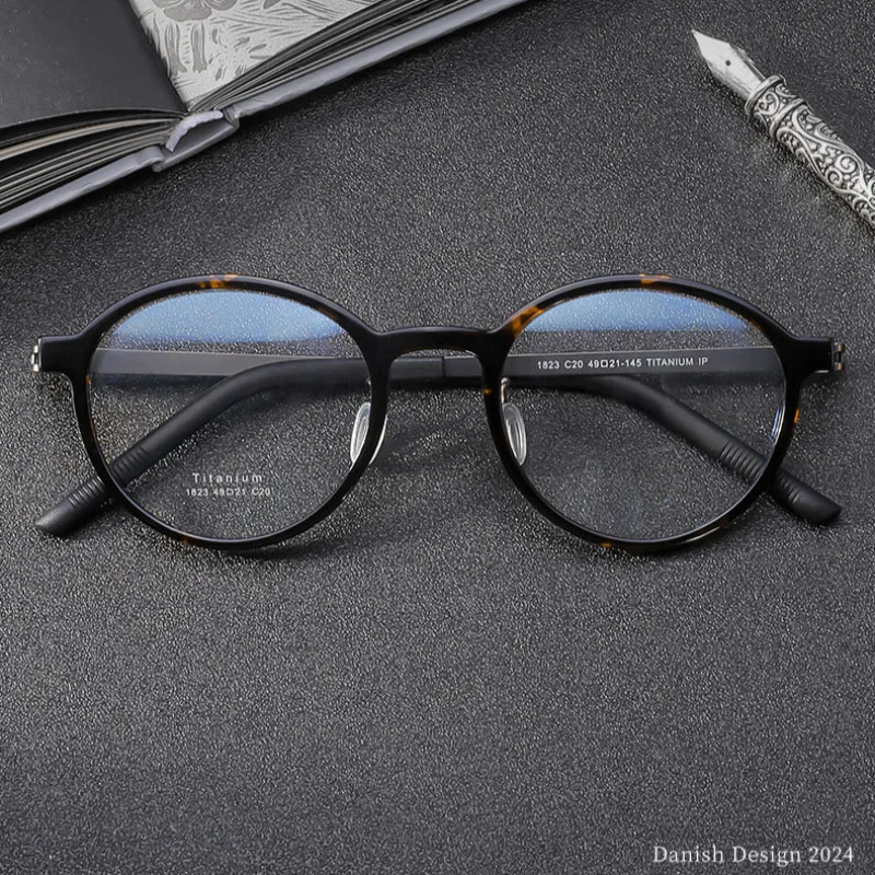 Denmark Designer Turtle Retro Acetate Titanium Eyeglasses Frame Classic Men and Women Screwless Eyewear Myopia Glasses Spectacle