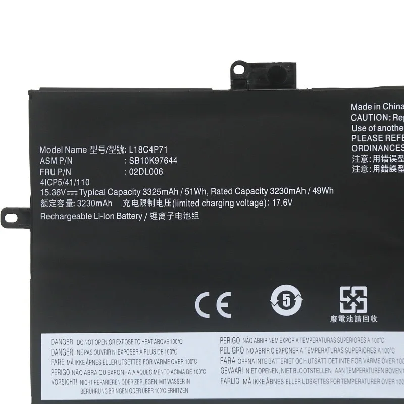 15.4V L18C4P71 Laptop Battery for Lenovo ThinkPad X1 Carbon 7th Gen/8th Gen X1 Yoga 4th Gen/5th Gen Series in Stock