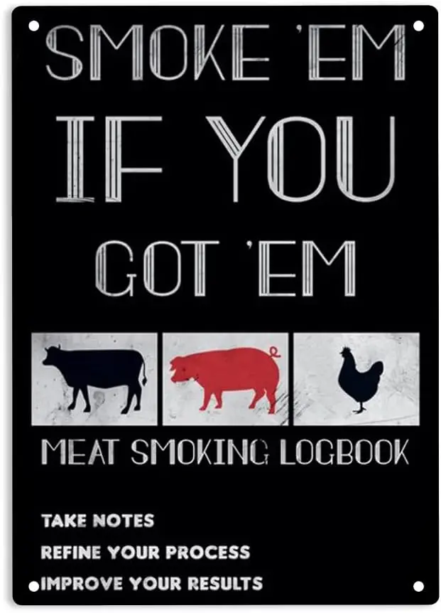 Smoke 'em If You Got 'em - Meat Smoking Logbook Sign Metal Tin Signs, Meat Smoking Poster for Home Outdoors Restaurant G sign