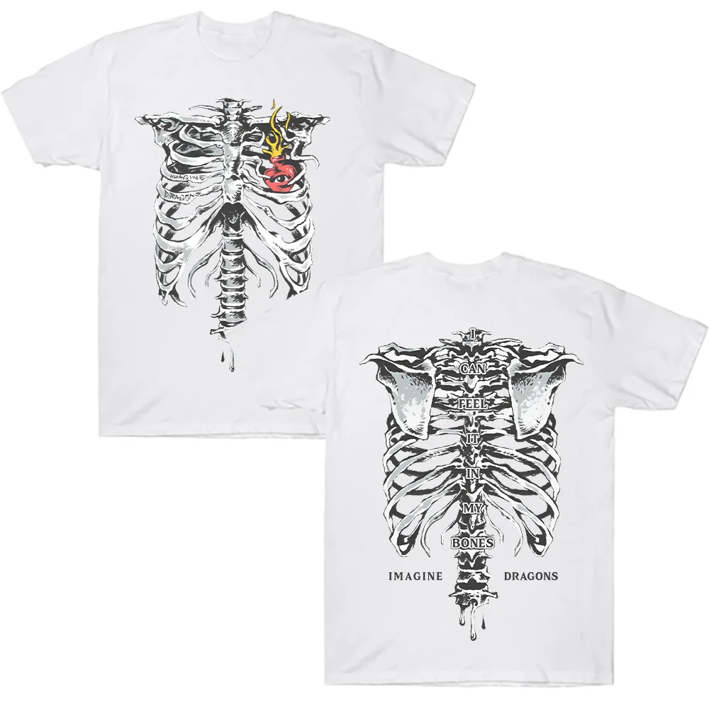 Sinta-o em meus ossos esqueleto t imagine dragons banda t camisa música rock das mulheres dos homens casual camiseta de algodão topos roupas de verão y2k