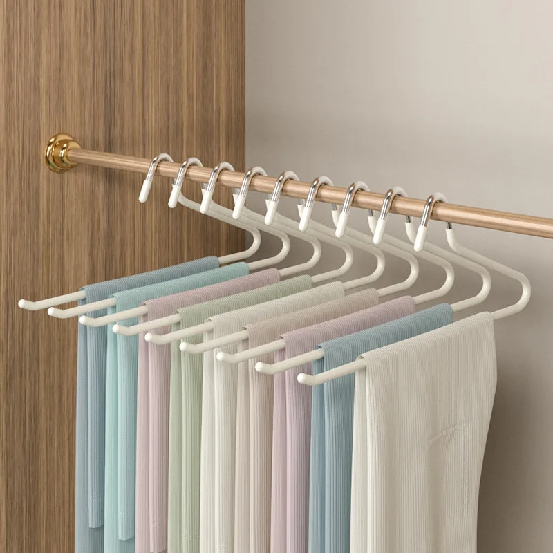 10pcs Telescopic Z Type Goose Type Dip Plastic Pants Rack Wardrobe Dormitory Women's Clothes Rack Multi Layer Storage Pants Rack