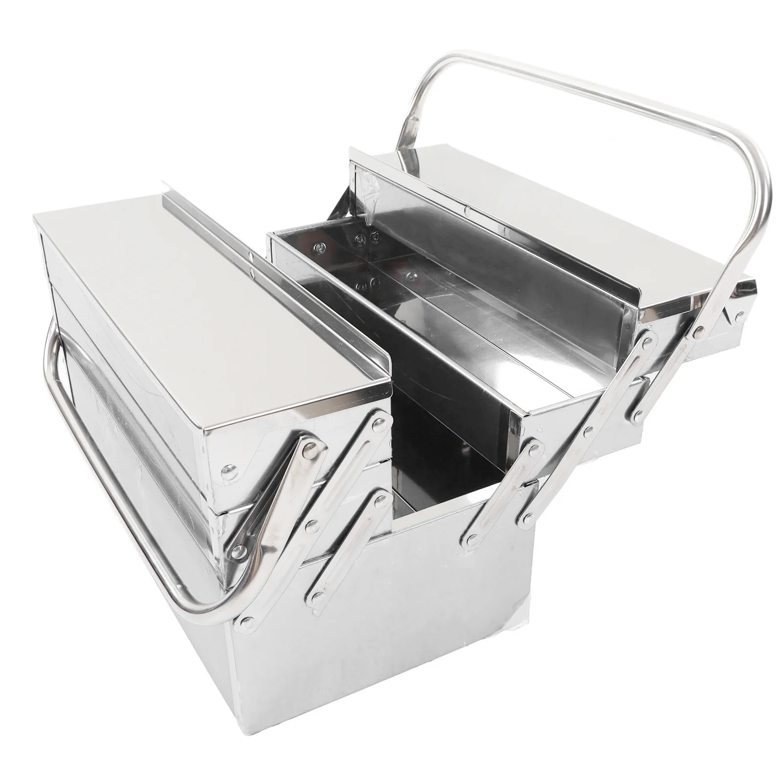 3 Layer 5 Tray Cantilever Tool Box Metal Folding Portable Auto Maintenance Storage Organizer