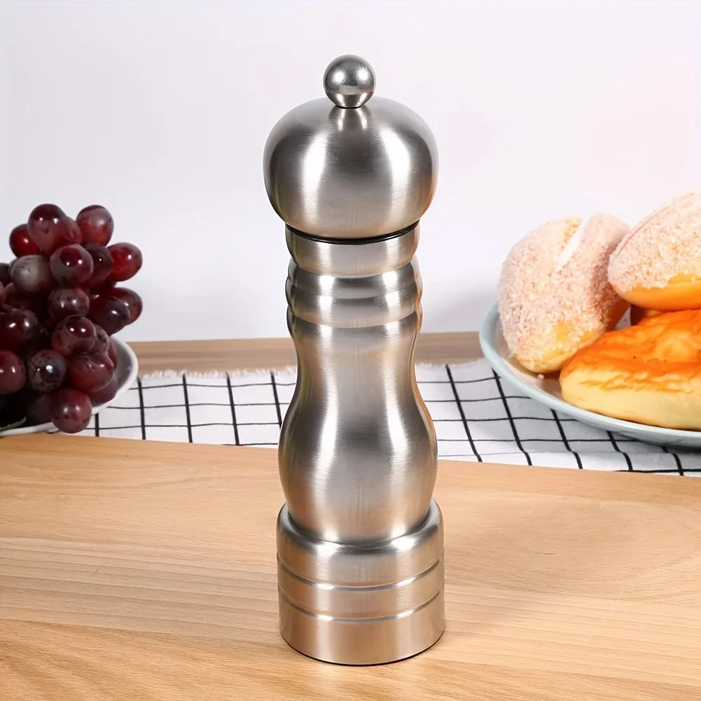 1pc, Pepper Grinder, Household Sea Salt Ginder, Stainless Steel Spice Grinder, Manual Pepper Mill, Spice Crusher, Reusable Spice