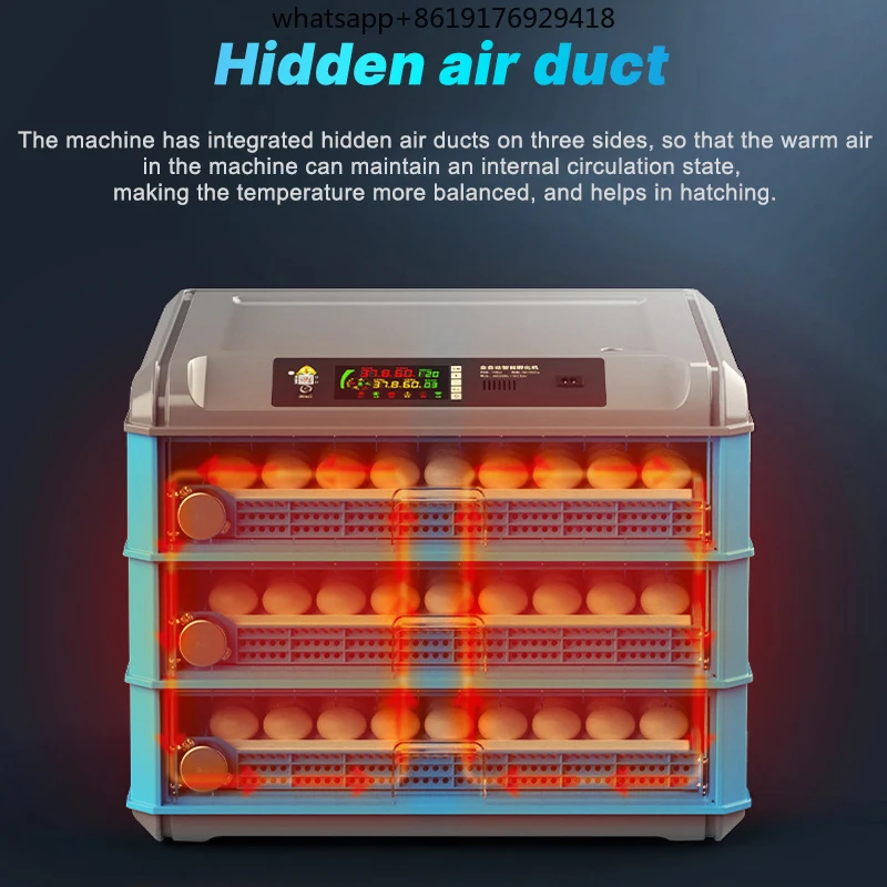 حاضنة بيض الدجاج الأوتوماتيكية آلة ABS ذات الطراز الجديد لـ 256 بيضة للاستخدام المنزلي وتفريخ الديك الرومي
