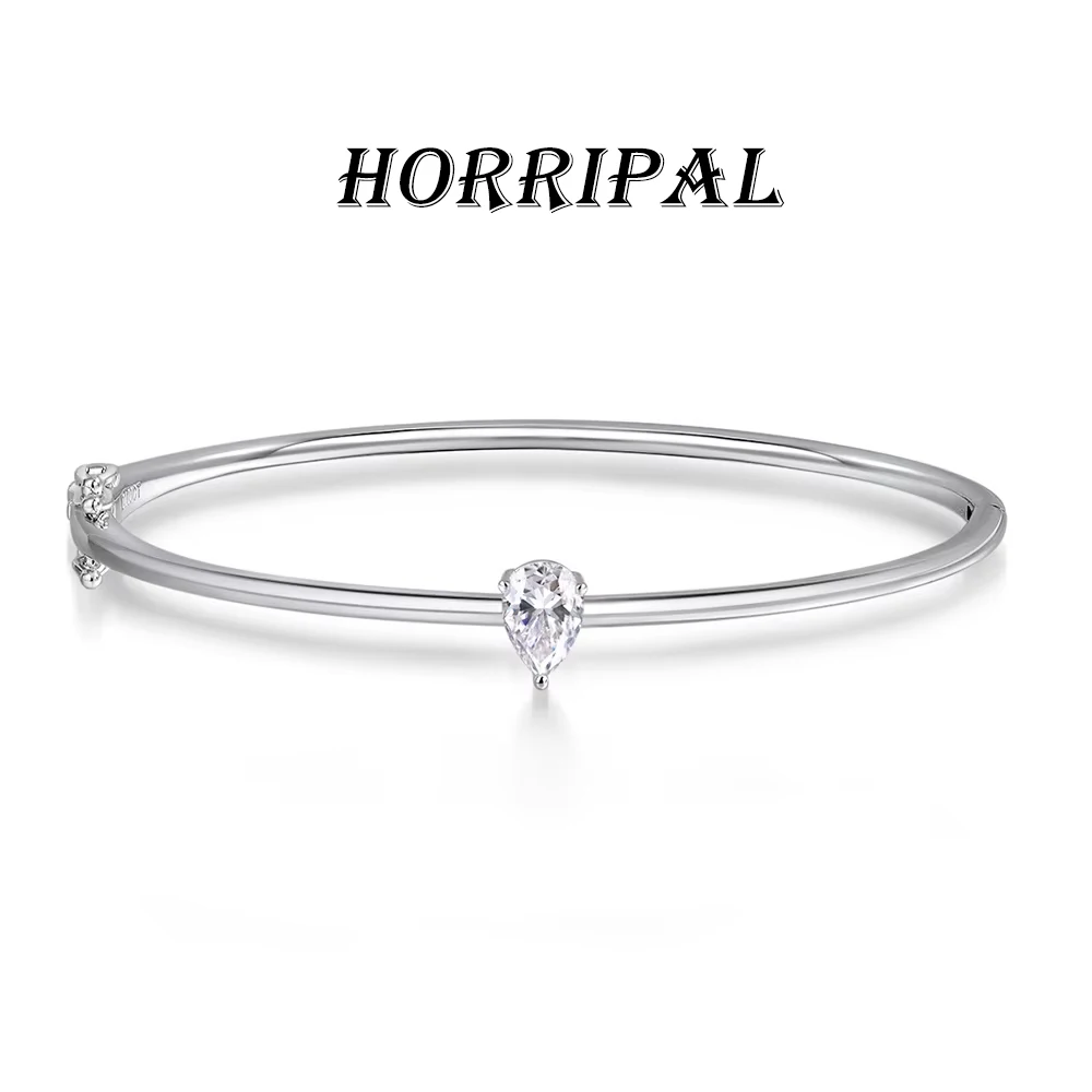 HORRIPAL D VVS1 1CT Pear Cut Moissanite Bracelets For Women S925 Sterling Silver GRA Certified Lab Grow Diamond Wedding Jewelry