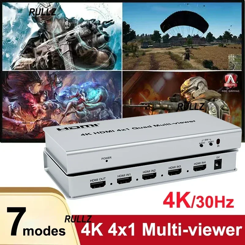 4K 4X1 HDMI เครื่องดูหลายช่อง1080P 60Hz 4ช่องวิดีโอ4ช่อง HDMI เครื่องดูหลายช่อง4X1 Quad สำหรับ PS4กล้องพีซีไปยังทีวี