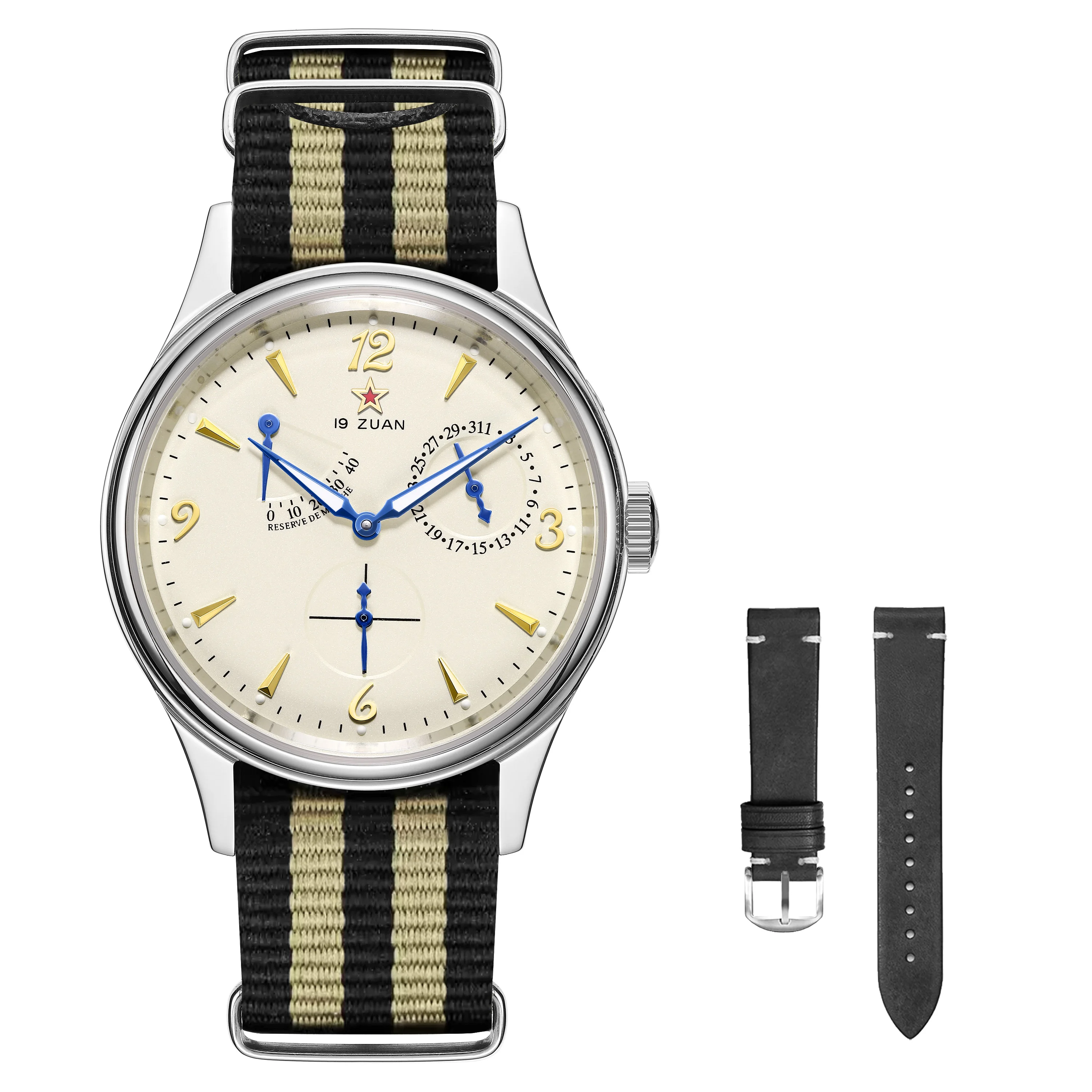 

40mm Multifunction Dial Men Air Force Aviation Watch 1963 Mens Watch Seagull ST17 Movement Luminous 5Bar Waterproof Calendar
