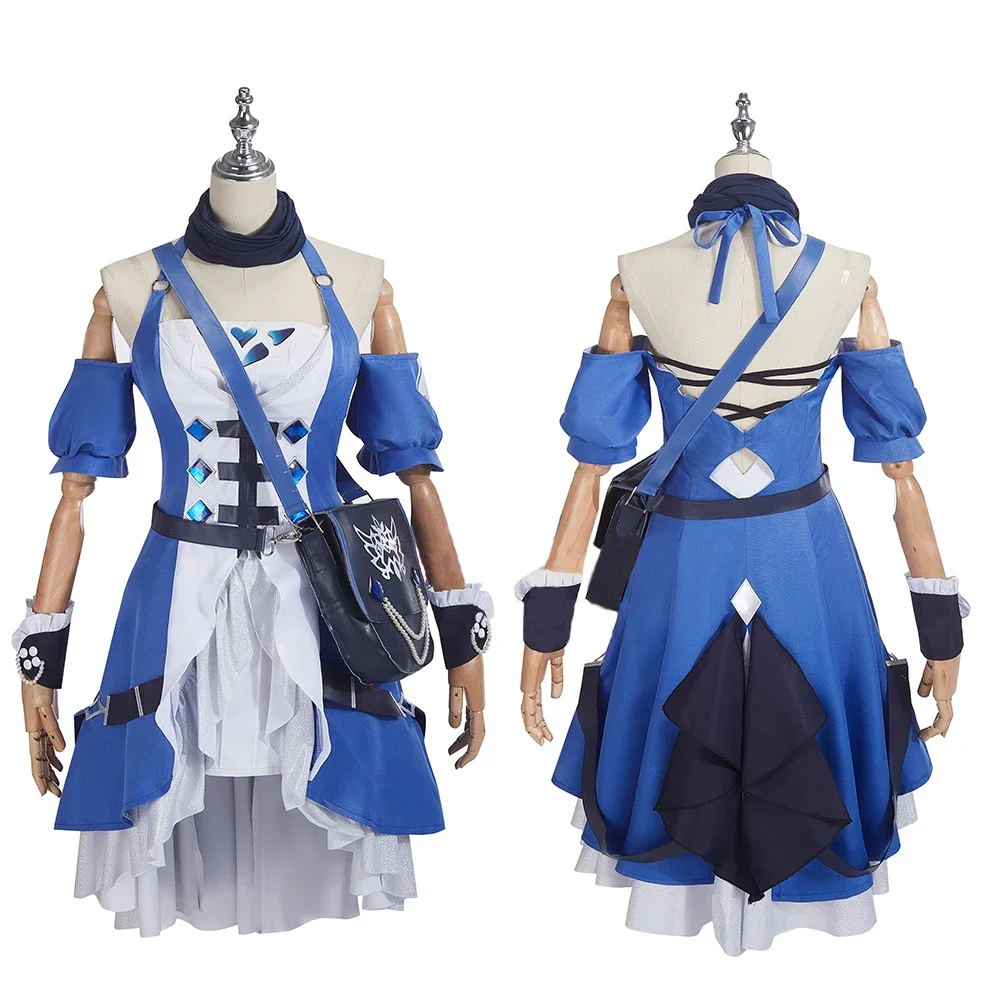 Anime Umamusume Pretty Derby Super Creek Cosplay Costumes Women Low Back Dress Sling Bag Accessory Scarf Halloween