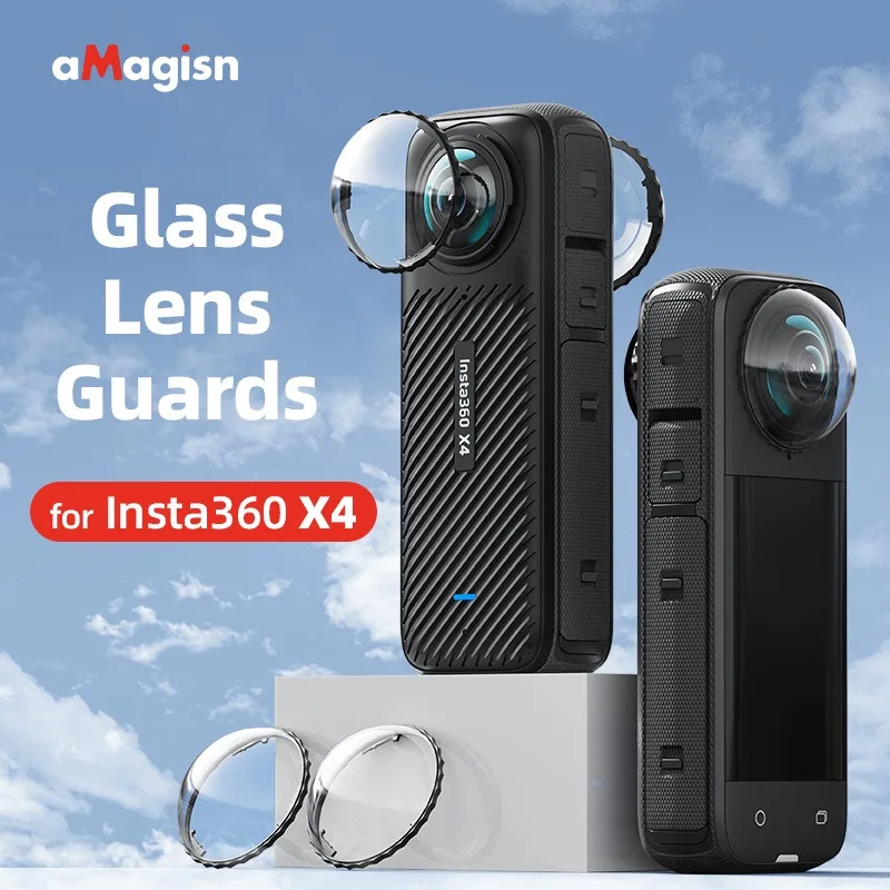 aMagisn Lens Protector for Insta360 X4 95% Light Transmission Tempered Glass Anti Scratch Hard Coating ABS Frame Clear View