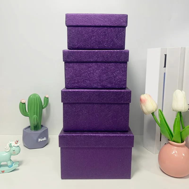 

4PCS Luxury Wedding Gift Box with Lid High Quality Paper Christmas Wedding Gift Packaging Box Jewelry Storage Gift Box S042