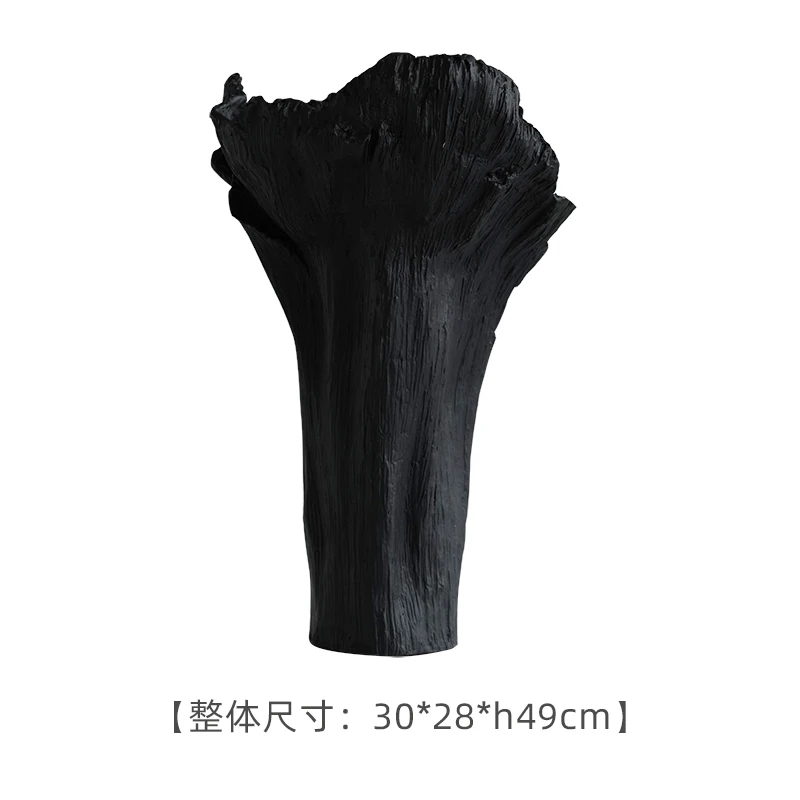 Runjia Home Furnishing Wabi Sansan Wind Vase Light Luxury Premium Vase Ornament Retro Resin Flower Arrangement Living
