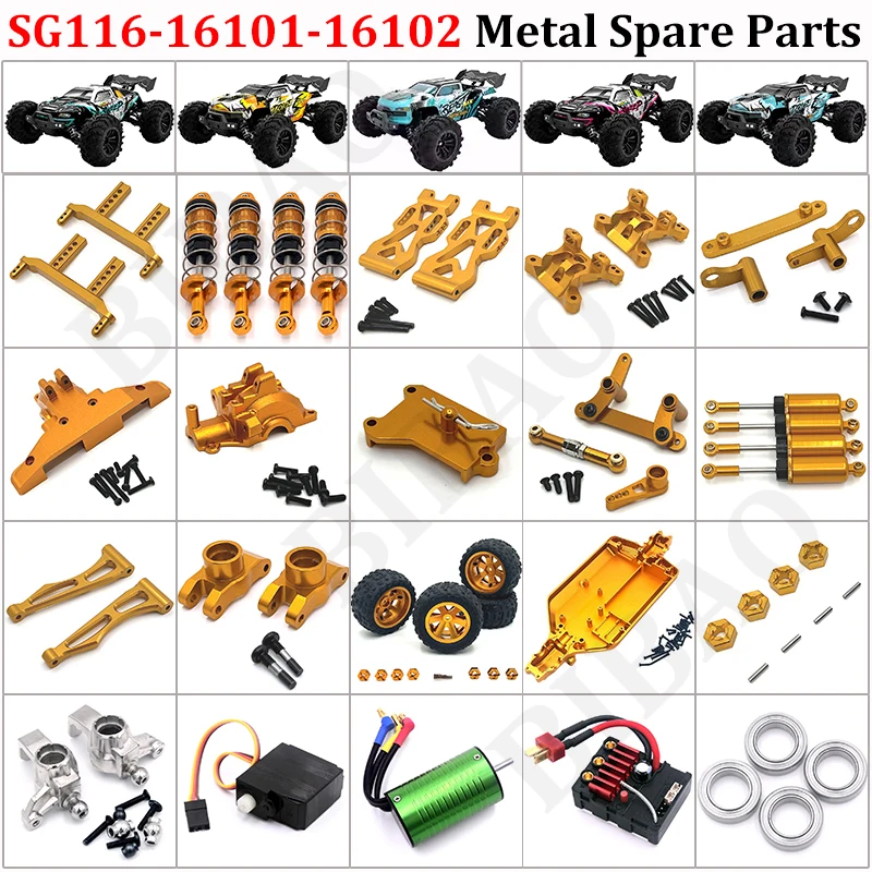 16102PRO SG116 MAX 16101PRO 16101 Teile Metall-Upgrade-Arm Schwingender Stoßdämpfer Getriebe Antriebswelle Reifen Lager Fahrgestell