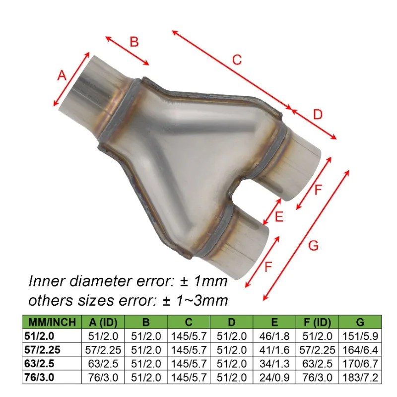 1PC SUS Y Pipe Exhaust Adapter Connector 3-Way pipe adapter Car exhaust System X-pipe Universal Muffler Tip 4-Way Exhaust Pipe
