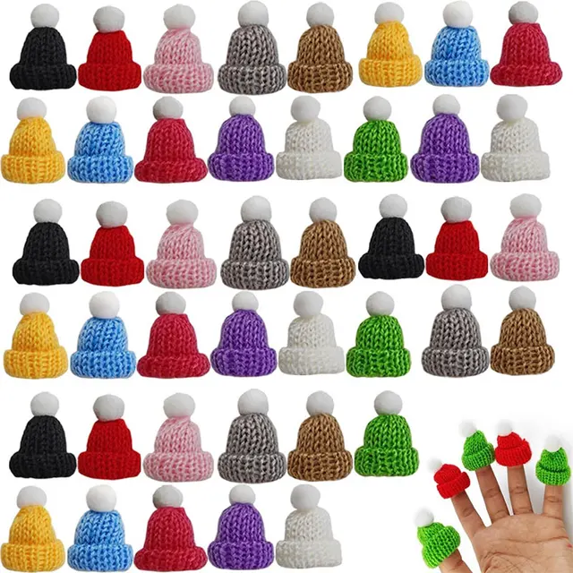 10-50Pcs Mini czapki dziewiarskie Boże Narodzenie DIY Craft Knitting Doll Czapki Mini wełniana czapka na ozdoby choinkowe DIY Akcesoria do włosów